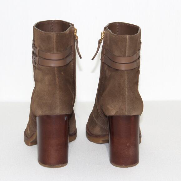 Tory Burch Leigh Lug Sole Booties In River Rock/ River Rock Size 8 - Picture 5 of 8